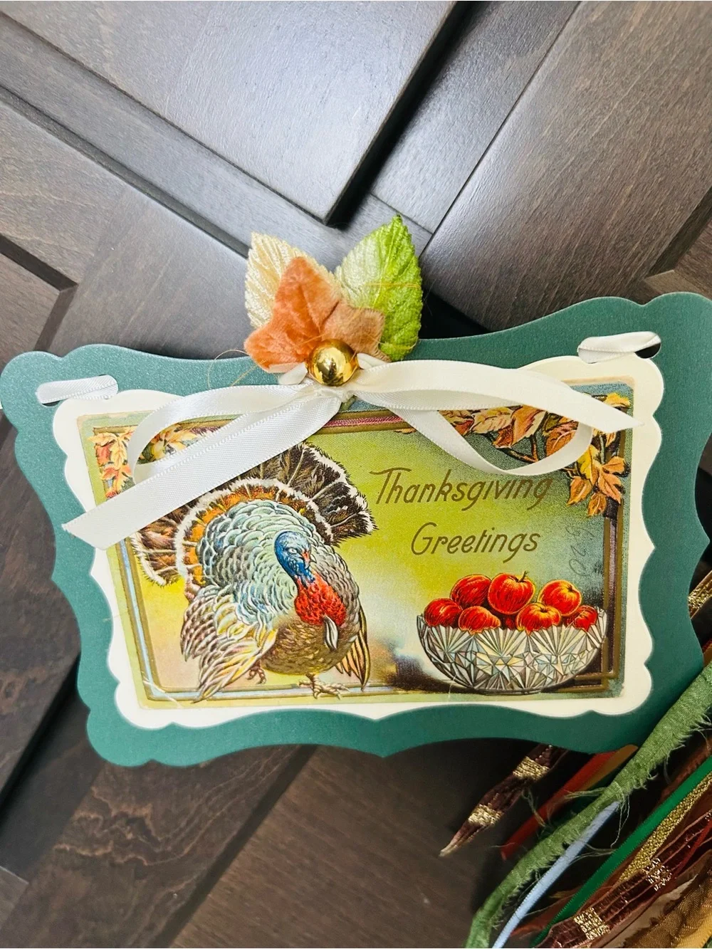 Thanksgiving garland 1900s vintage repurposed holiday postcards